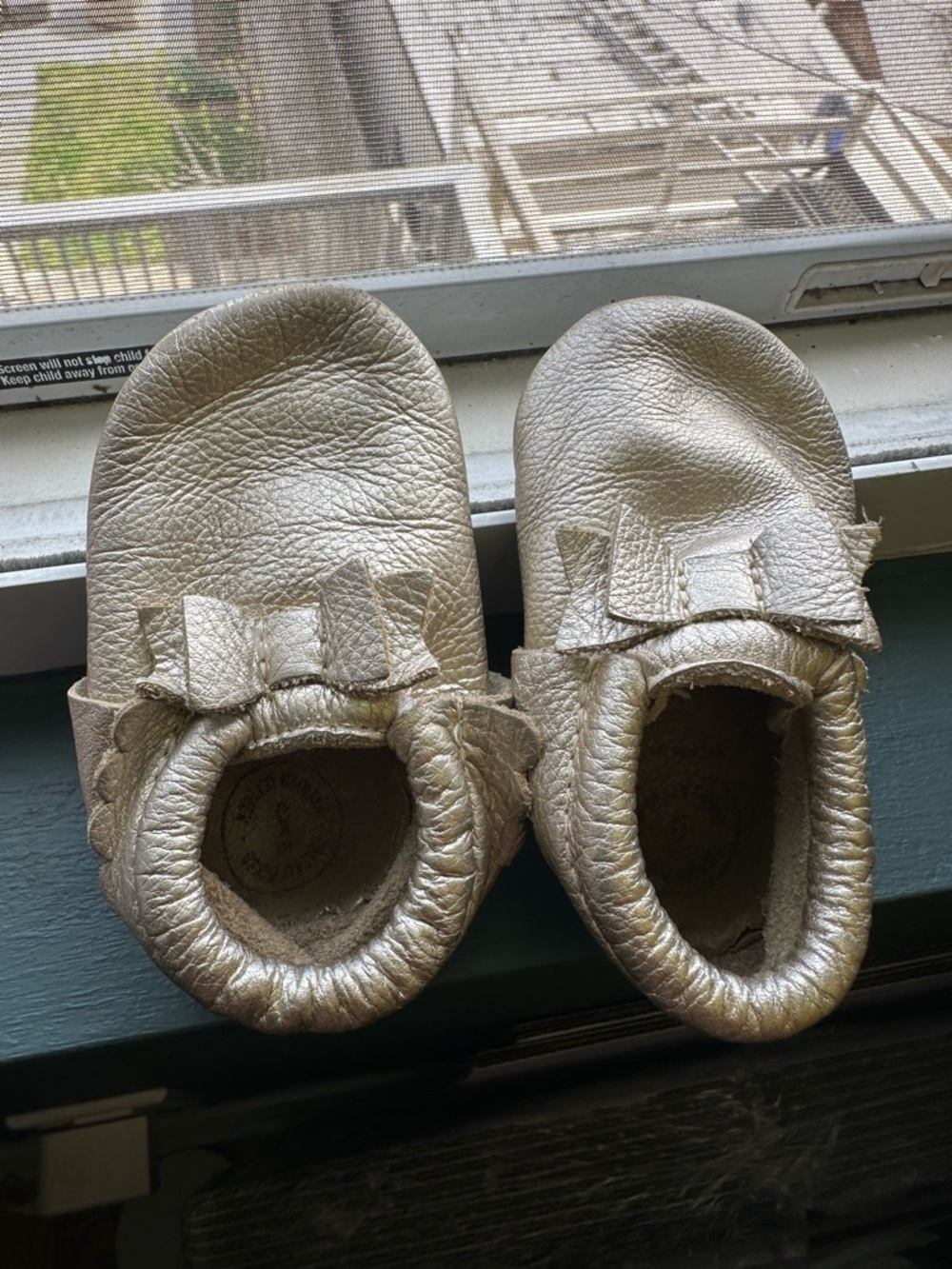 Gold Freshly Picked toddler leather moccasins